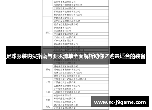 足球服装购买指南与要求清单全面解析助你选购最适合的装备